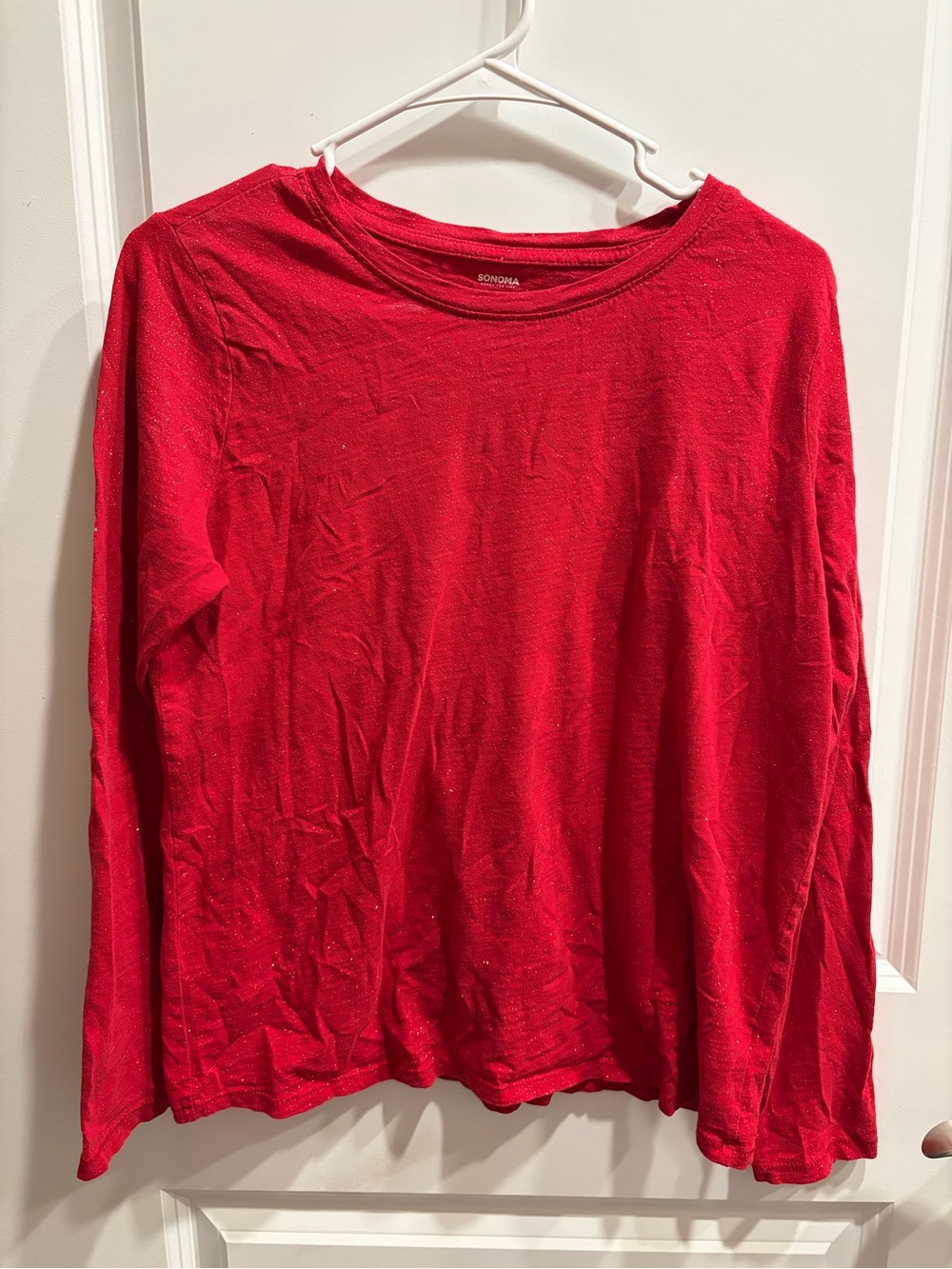 Sonoma The Everyday Tee - Women's Red Silver Metallic Sparkle Top Size M
